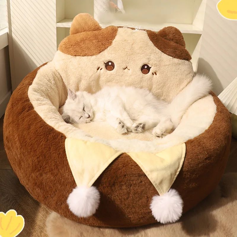 Round Pet Plush Winter Sleeping Bed
