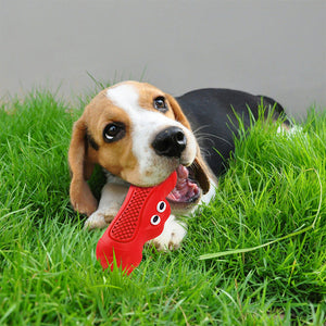 Unleash the Fun with the Pet Rugby Squeaky Rubber Chew Toy!